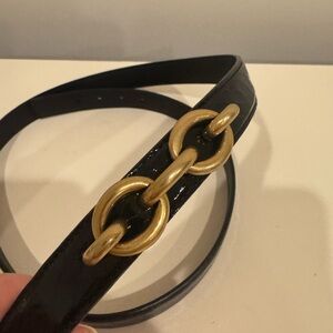 Saint Laurent Black Belt with Gold Accents